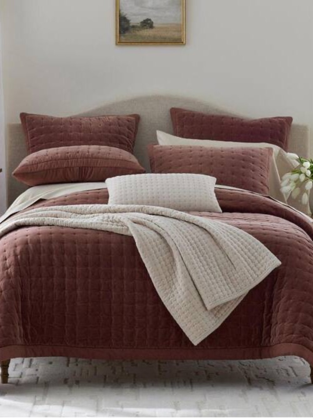Set of 3 NWOT Tufted Stitch Velvet Quilted Shams (retails $255 for trio)